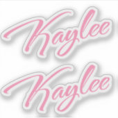 Sticker Nom de Kaylee en script rose x2 (Devant)