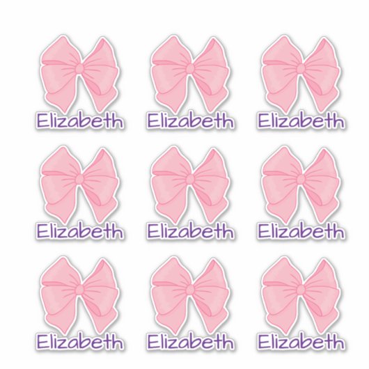 Sticker Nom de la fille mignonne Rose Bow Purple (Devant)