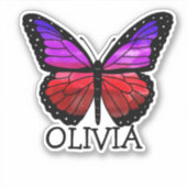 Sticker Nom de la fille papillon personnalisée (Devant)
