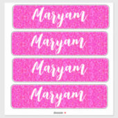 Sticker Nom de la fille rose personnalisée, Cool valise un (Feuille)