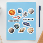 Sticker Nom de la fusée de l'astronaute Planètes spatiales