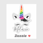Sticker Nom de la licorne Glam Rainbow (Feuille)