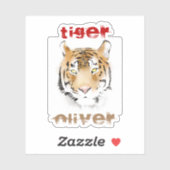 Sticker Nom de l'aquarelle de la tête de tigre (Feuille)