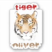 Sticker Nom de l'aquarelle de la tête de tigre (Devant)