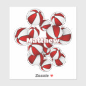 Sticker nom de l'athlète sur la grappe de balles de basket (Feuille)