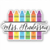 Sticker Nom de l'enseignant Monogramme avec Crayons (Devant)