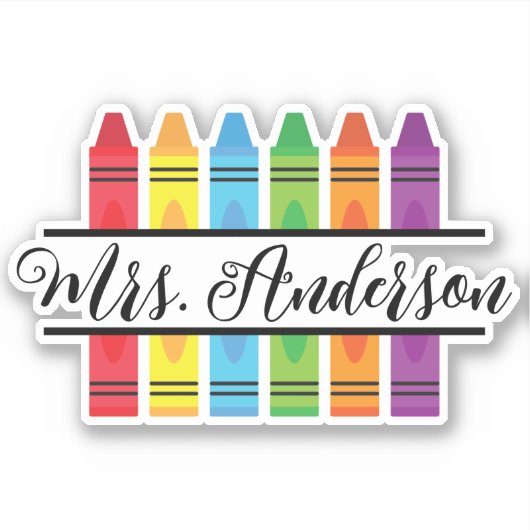 Sticker Nom de l'enseignant Monogramme avec Crayons (Devant)