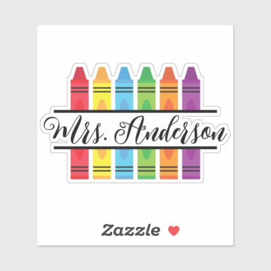 Sticker Nom de l'enseignant Monogramme avec Crayons (Feuille)