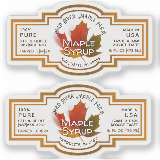 Sticker Nom de l'État Sirop d'érable vinyle étanche avec f (Devant)