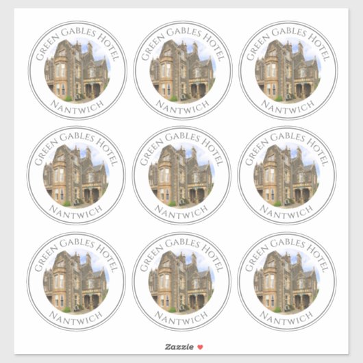 Sticker Nom de l'hôtel et photo sur la feuille de 9 autoco (Feuille)