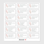 Sticker Nom de l'invité individuel Adresse Fleurs de print (Feuille)