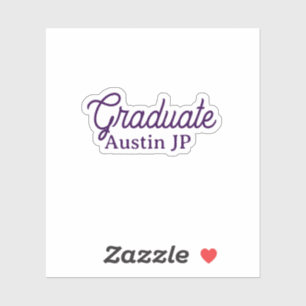 Sticker nom de remise des diplômes violet simple minimal s