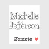 Sticker Nom de script noir et blanc tendance Chic (Feuille)