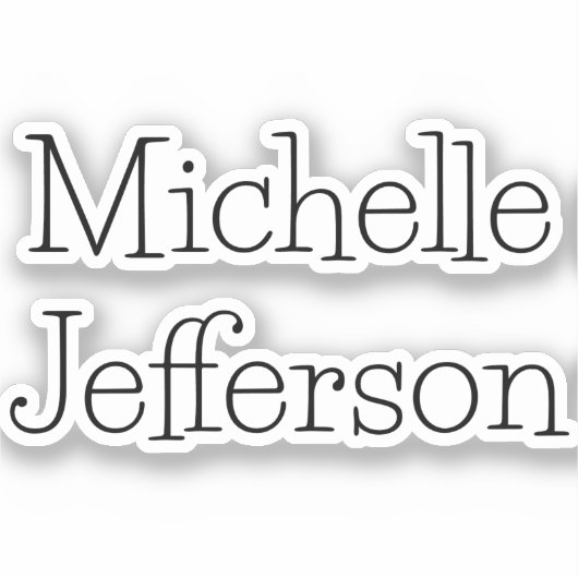 Sticker Nom de script noir et blanc tendance Chic (Recto)