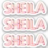 Sticker Nom de Sheila dans les lumières de néon brillantes (Recto)