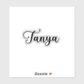 Sticker Nom de Tanya - Calligraphie manuscrite (Feuille)