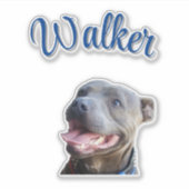 Sticker Nom de Walker avec Staffy Bull Terrier, (Devant)