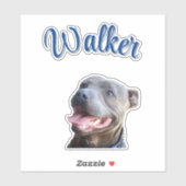 Sticker Nom de Walker avec Staffy Bull Terrier, (Feuille)