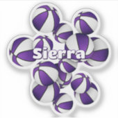 Sticker nom des enfants dans l'équipe violet blanc couleur (Devant)