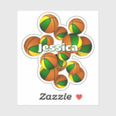 Sticker nom des enfants en or vert couleurs de l'équipe ba (Feuille)