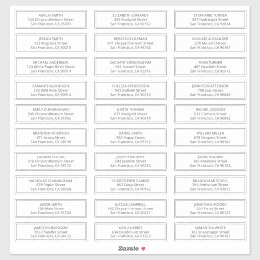 Sticker Nom d'hôte Mariage moderne et simple Adresse (Feuille)