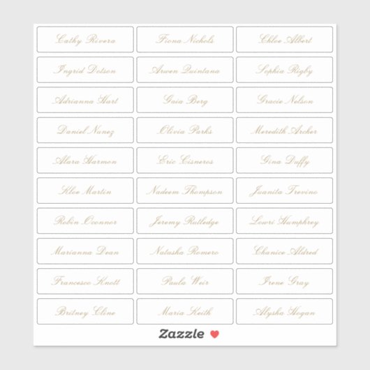 Sticker Nom d'invité de l'écriture élégante classique en o (Feuille)