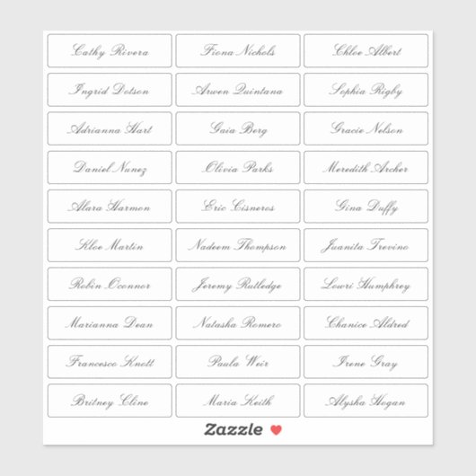 Sticker Nom d'invité élégant et classique transparent (Feuille)