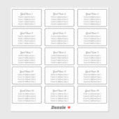 Sticker Nom d'invité Script et adresse Serif 15 Invitation (Feuille)