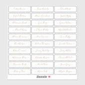 Sticker Nom d'invité transparent or simple moderne (Feuille)