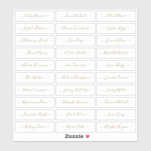 Sticker Nom d'invité transparent or simple moderne (Feuille)