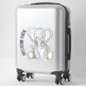 Sticker Nom du bébé mignon adorable Lavande peinte Eléphan (Sur valise)