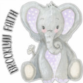 Sticker Nom du bébé mignon adorable Lavande peinte Eléphan (Devant)