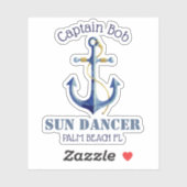 Sticker Nom du capitaine Nom du bateau Ancre nautique auth (Feuille)