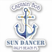 Sticker Nom du capitaine Nom du bateau Ancre nautique auth (Devant)