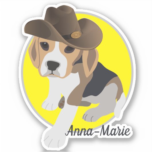 STICKER NOM DU CASQUETTE DE LA COWBOY PHOTO BEAGLE CUTE FO (Devant)