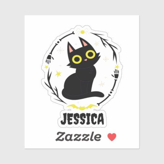 Sticker Nom du chat noir - Chat d'Halloween (Feuille)
