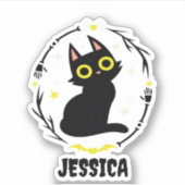 Sticker Nom du chat noir - Chat d'Halloween (Devant)