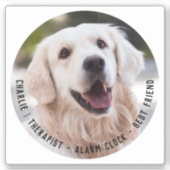 Sticker Nom du chien sentimental mignon Cheeky Photo Citat (Devant)