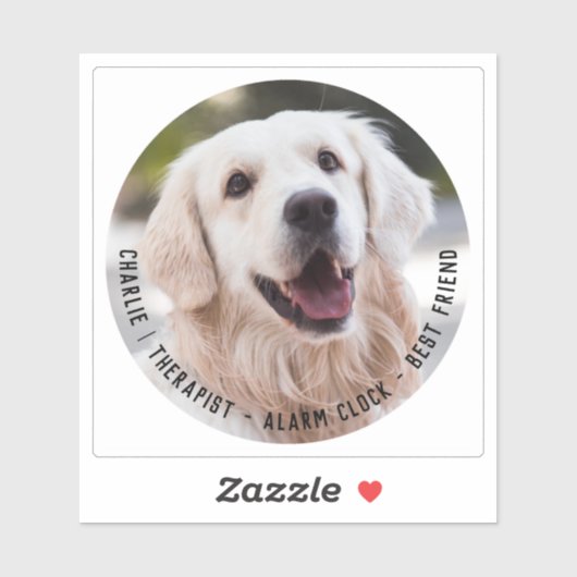 Sticker Nom du chien sentimental mignon Cheeky Photo Citat (Feuille)