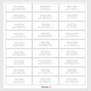 Sticker Nom du client mariage Adresse Élégant Script noir