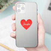 Sticker Nom du coeur rouge vif Signature Script cursif (Téléphone)