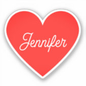 Sticker Nom du coeur rouge vif Signature Script cursif (Recto)
