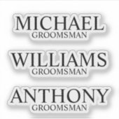 Sticker Nom du Groomsman Personnalisé moderne (Devant)
