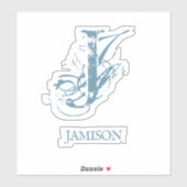 Sticker Nom du logo Monogramme de couleur bleu clair et ch (Feuille)