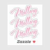 Sticker Nom du maillot rose cursive x3 (Feuille)