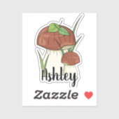 Sticker Nom du monogramme du champignon mou (Feuille)