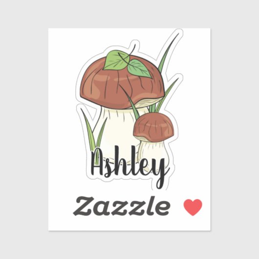 Sticker Nom du monogramme du champignon mou (Feuille)