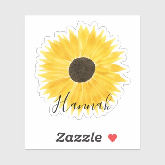 Sticker Nom du tournesol aquarelle (Feuille)