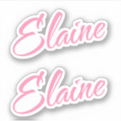 Sticker Nom Elaine en rose x2 (Devant)