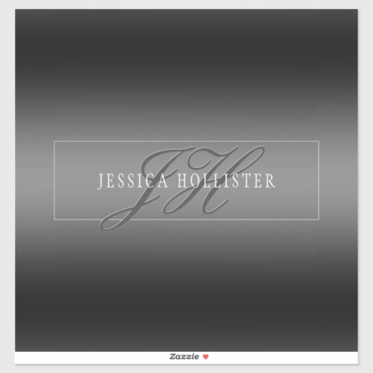 Sticker Nom élégant et Initiales monogrammes | Noir et gri (Feuille)